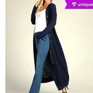 Suzanne Betro Navy Open Cardigan